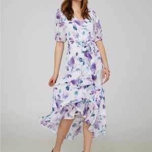 Purple and Blue Floral Chiffon Dress NWT